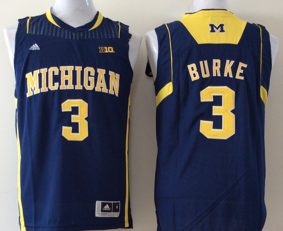 Men's Michigan Wolverines Trey Burke #3 Navy Team Basketball Jersey